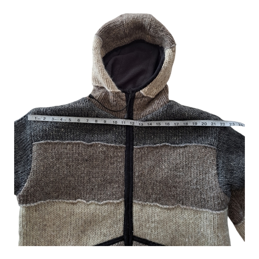 Laudromat wool men's jacket hooded coat sweater cardigan Made in Nepal - Picture 14 of 15